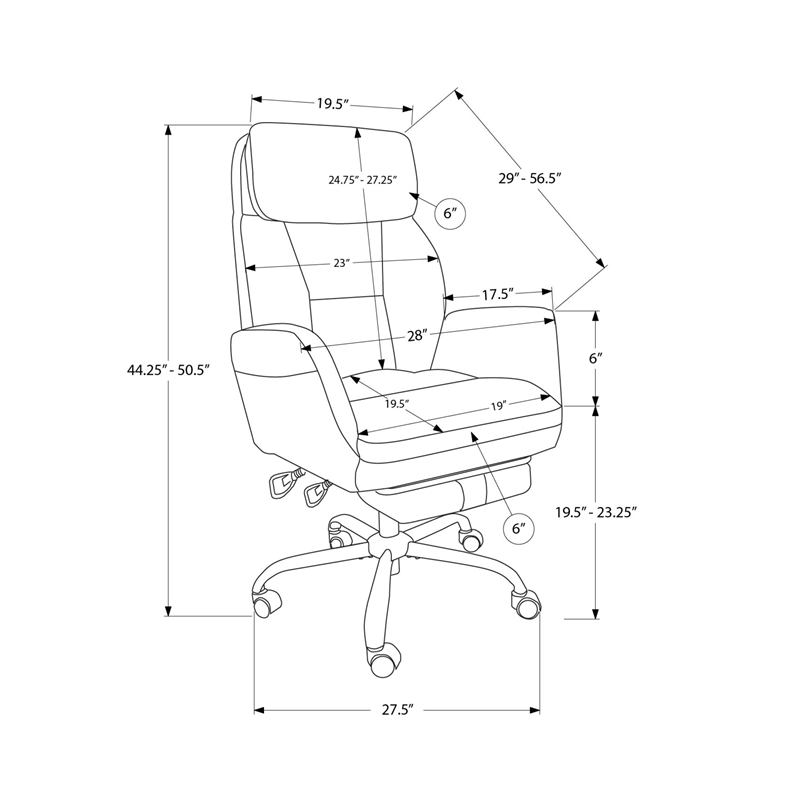 Office Chair - Adjustable Height - Ergonomic - Desk - Dark Gray Faux Leather