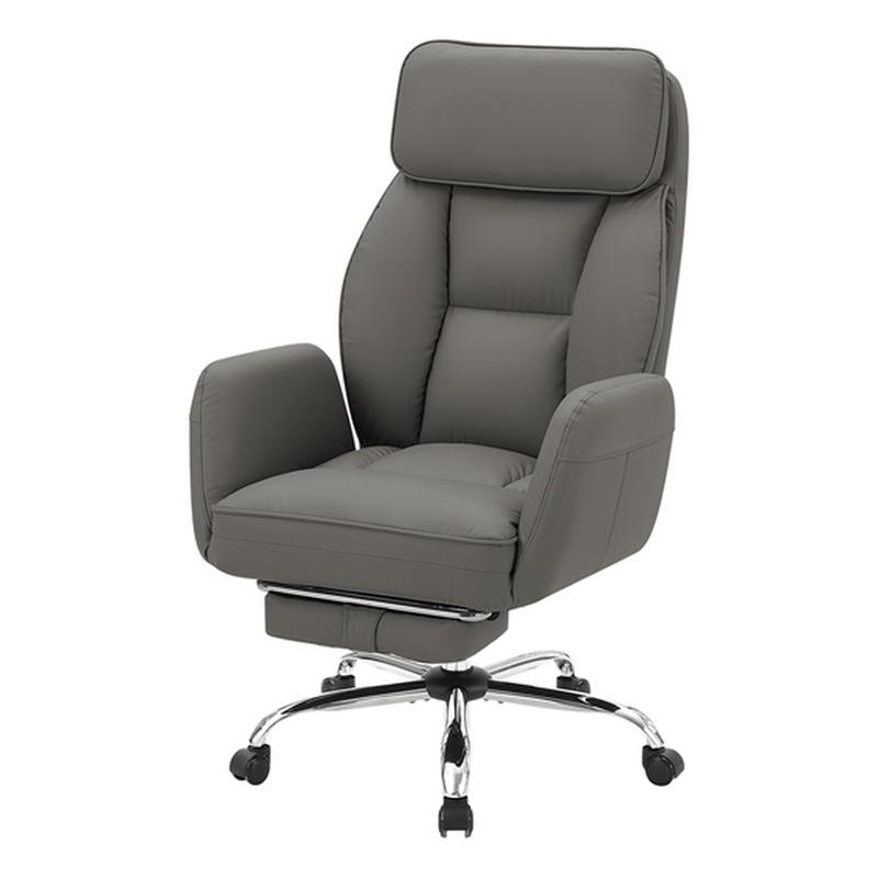 Office Chair - Adjustable Height - Ergonomic - Desk - Dark Gray Faux Leather