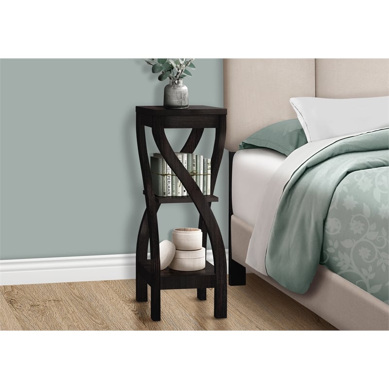 Accent Table Side End Plant Stand Square Bedroom Laminate Brown