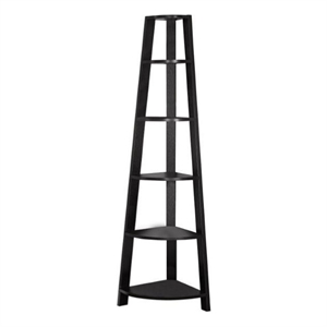 Bookshelf Etagere Corner 5 Tier 72&quotH Office Bedroom Laminate Brown