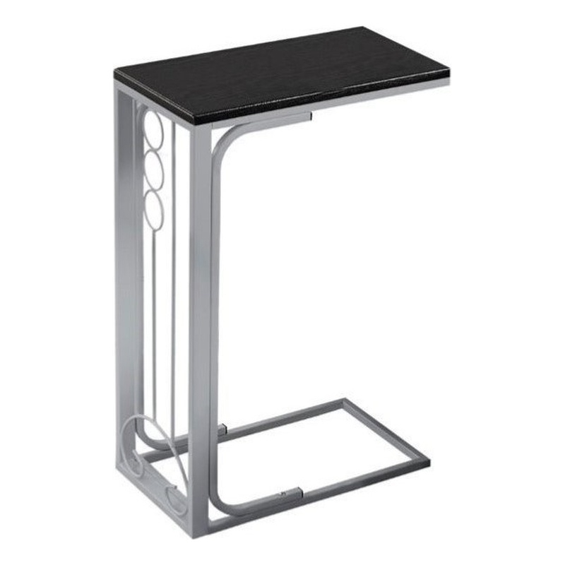 Accent Table C-shaped End Side Snack Living Room Bedroom Metal Black