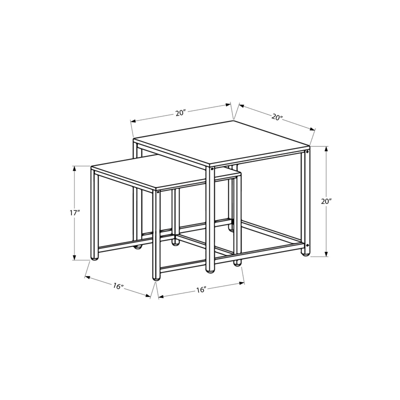 Nesting Table Set Of 2 Side End Metal Accent Bedroom Metal Brown