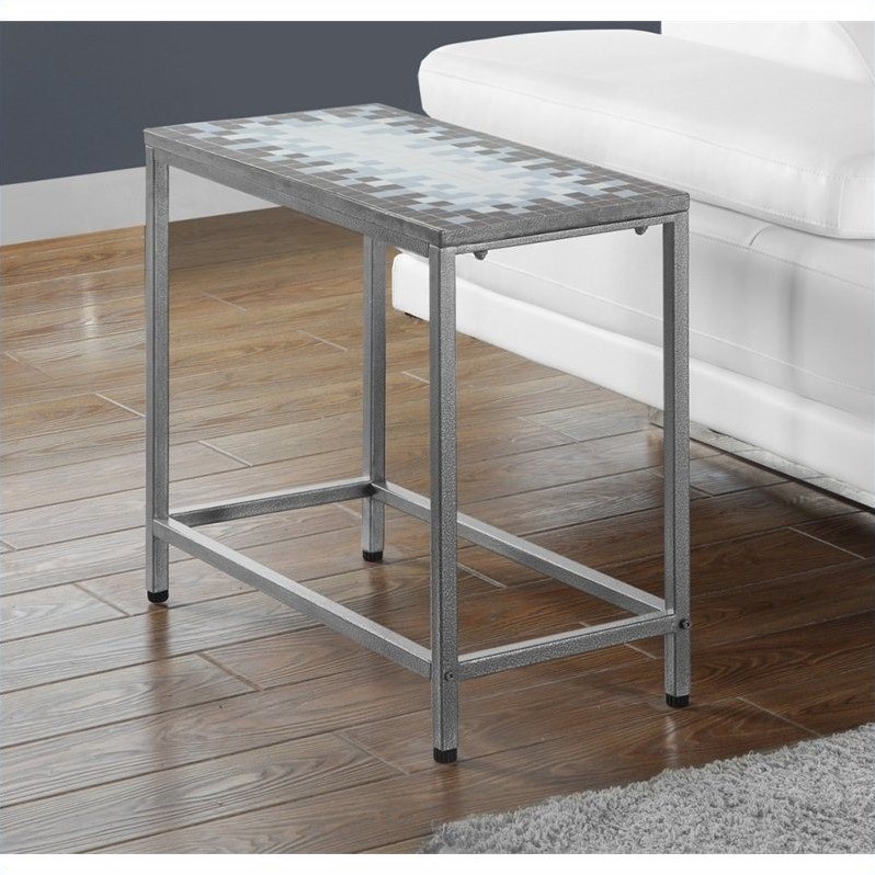 Accent Table Side End Nightstand Lamp Living Room Bedroom Metal Blue