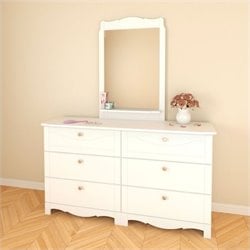 Nexera Dixie 6 Drawer Double Dresser and Mirror Set in White [247324]