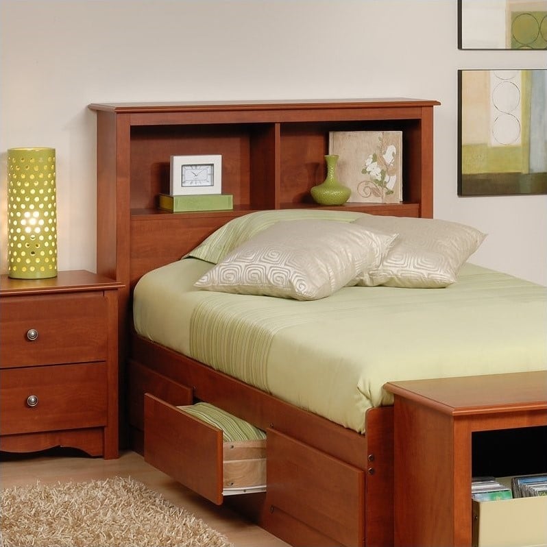 Prepac Monterey Cherry Twin Bookcase Headboard 2 PC Bedroom Set  