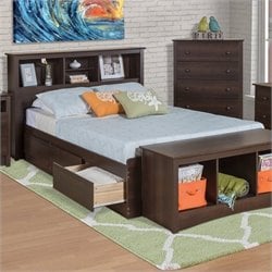   Manhattan Bookcase Platform Storage Bed in Espresso Finish [241155