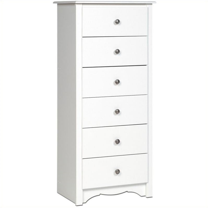 Prepac Monterey 6 Drawer Lingerie Chest in White Finish