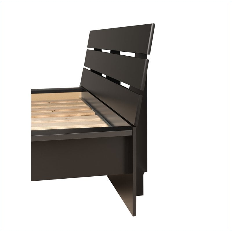 Prepac Avanti Queen Platform w/Slat Headboard Black Bed 772398521923 