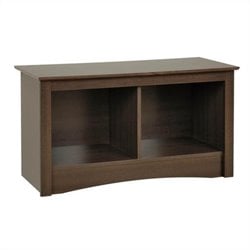 Prepac Fremont Twin Small Cubbie Storage Bench Espresso Finish Bedroom 