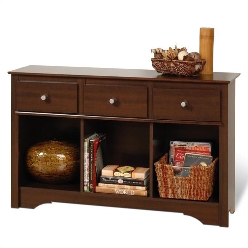 Prepac 3 Drawer Espresso Finish Console Table 772398570938  