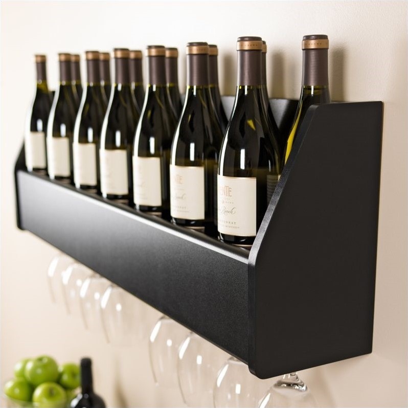 Prepac Floating Wine Rack in Black