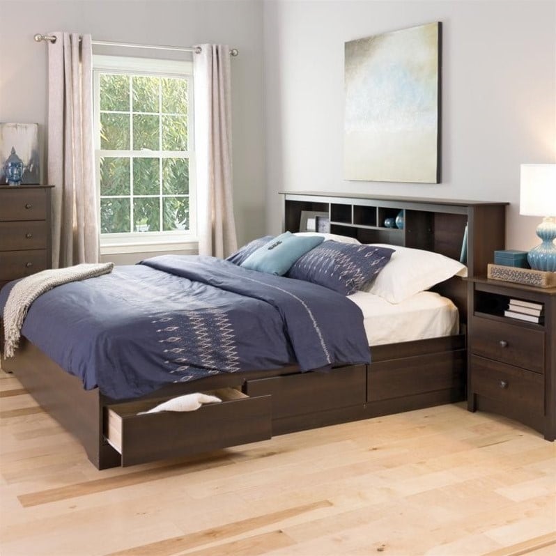 Prepac Manhattan Platform Storage Bed Espresso Finish  