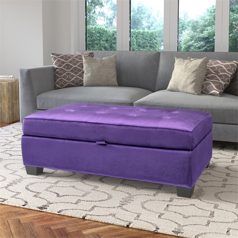 Antonio Storage Ottoman in Purple Velvet 776069989678 eBay