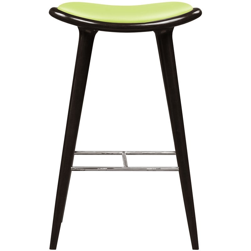 Boraam Wood Lucio Bar Height Stool in Cappuccino Finish with Green Seat