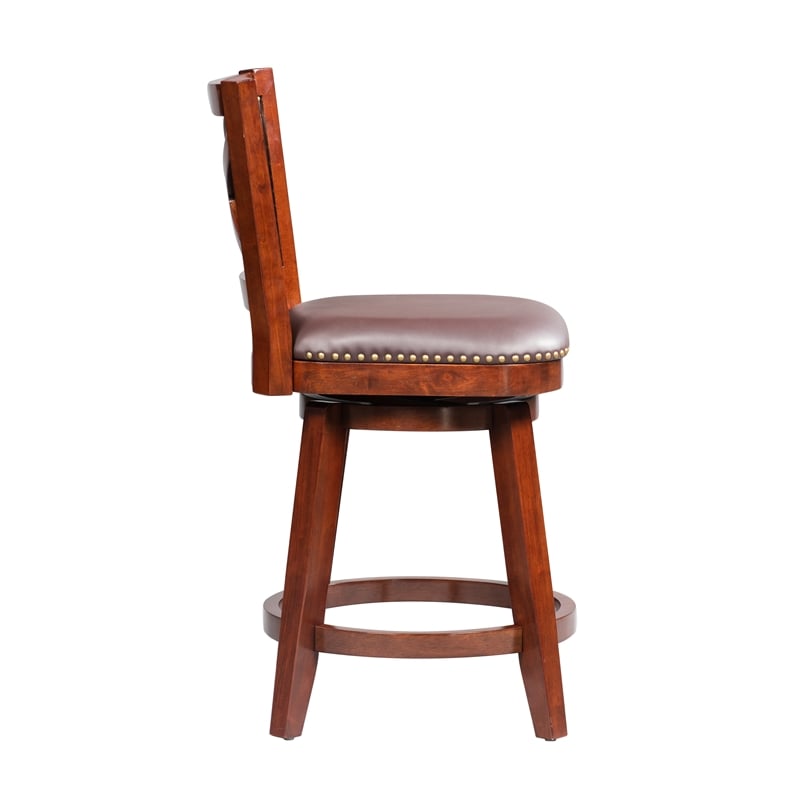 Boraam Wood Broadmoor Counter Height Swivel Counter Stool in Cherry Finish