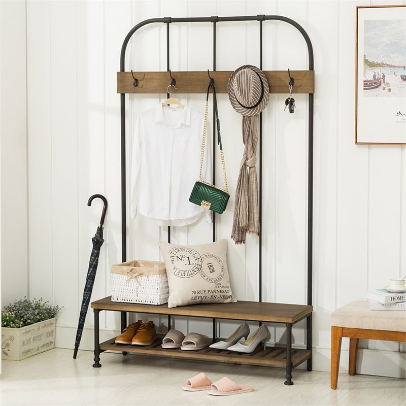 Boraam Wood Annie Hall Tree in Natural and Gray Finish