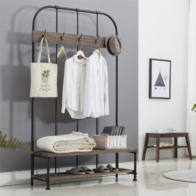 Boraam Wood Annie Hall Tree in Natural and Gray Finish