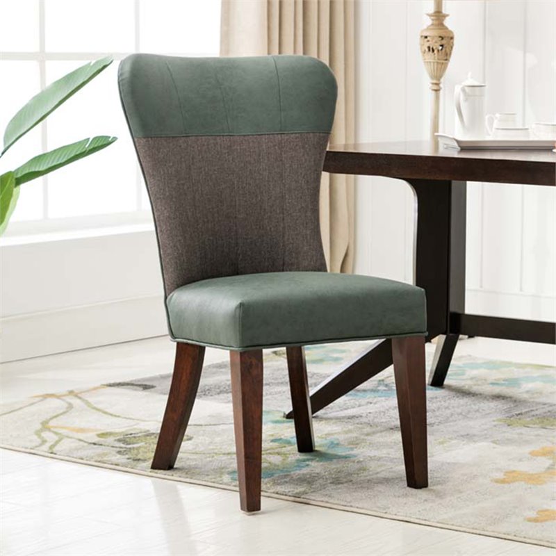 Boraam Wood Bolton Dining Chair in Green and Gray Finish (Set of 2)