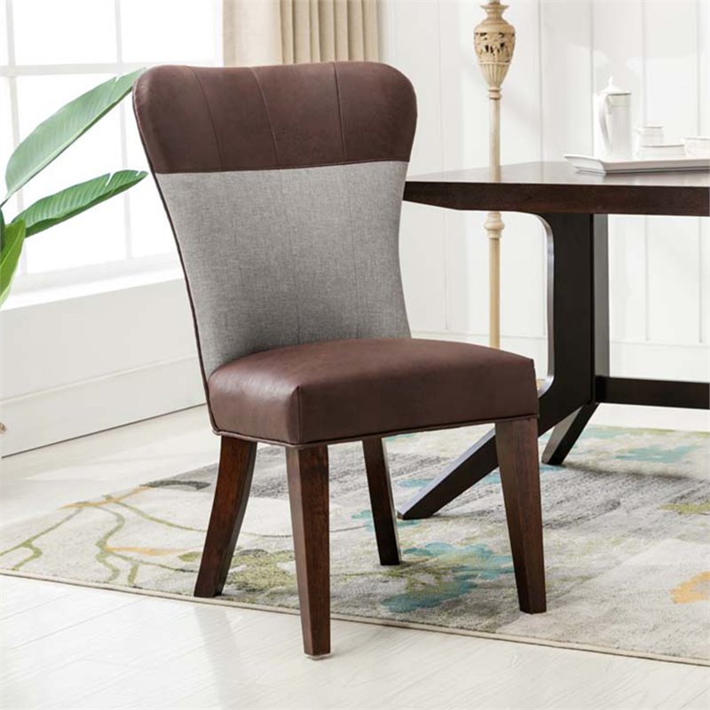 Boraam Wood  Bolton Dining Chair in Maroon and Gray (Set of 2)