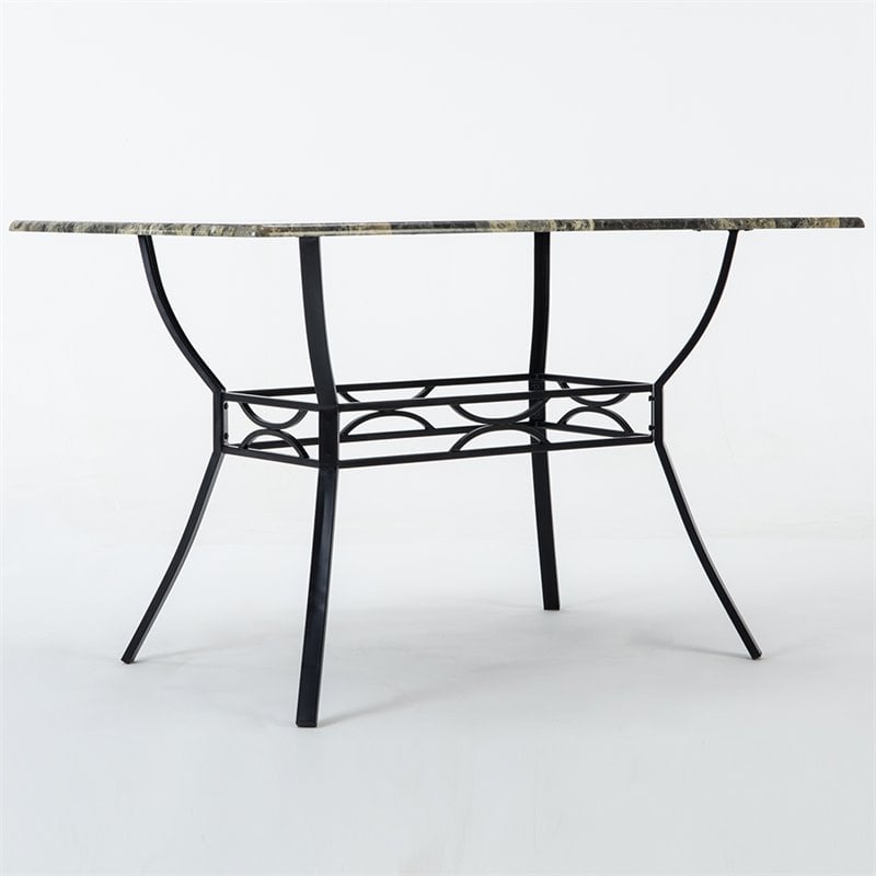 Boraam Metal Bastian Faux Marble Top Dining Table in Black Finish
