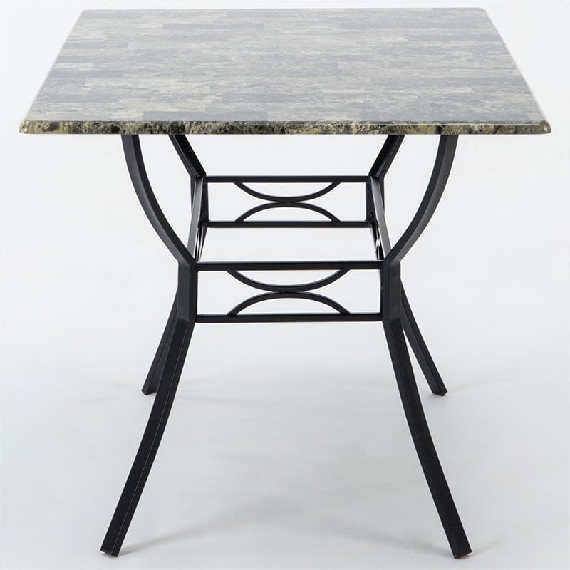 Boraam Metal Bastian Faux Marble Top Dining Table in Black Finish