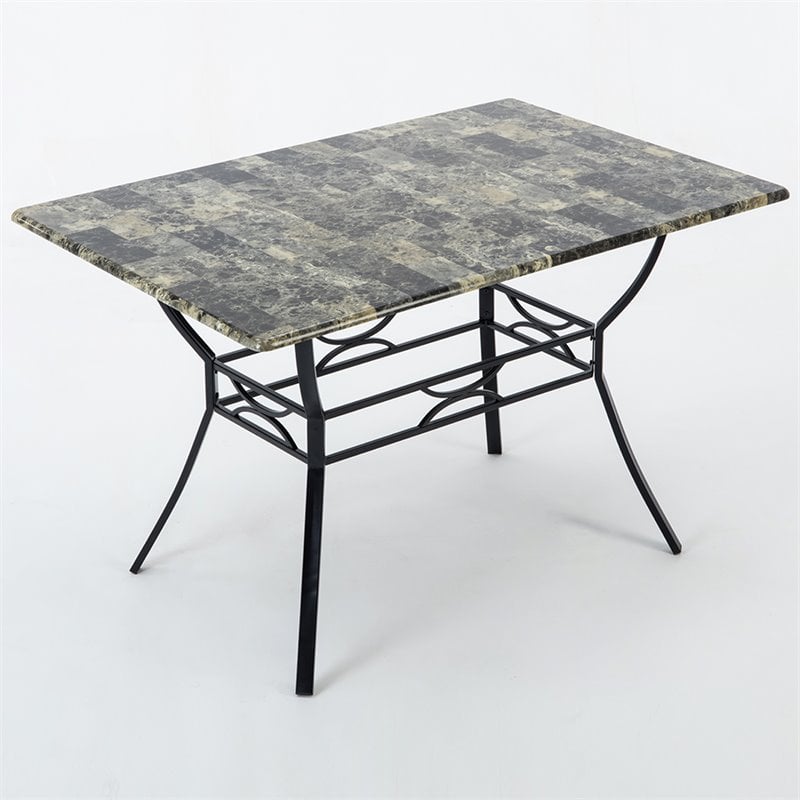 Boraam Metal Bastian Faux Marble Top Dining Table in Black Finish