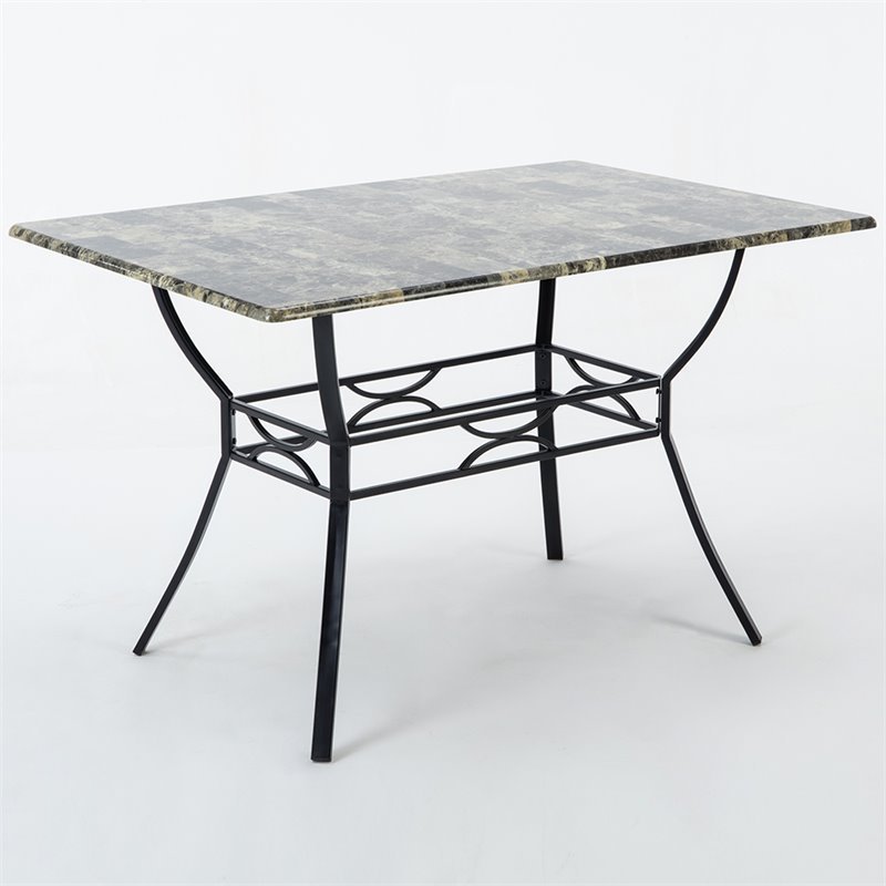Boraam Metal Bastian Faux Marble Top Dining Table in Black Finish