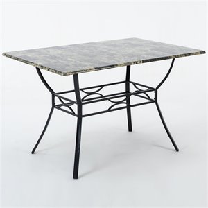 Boraam Metal Bastian Faux Marble Top Dining Table in Black Finish