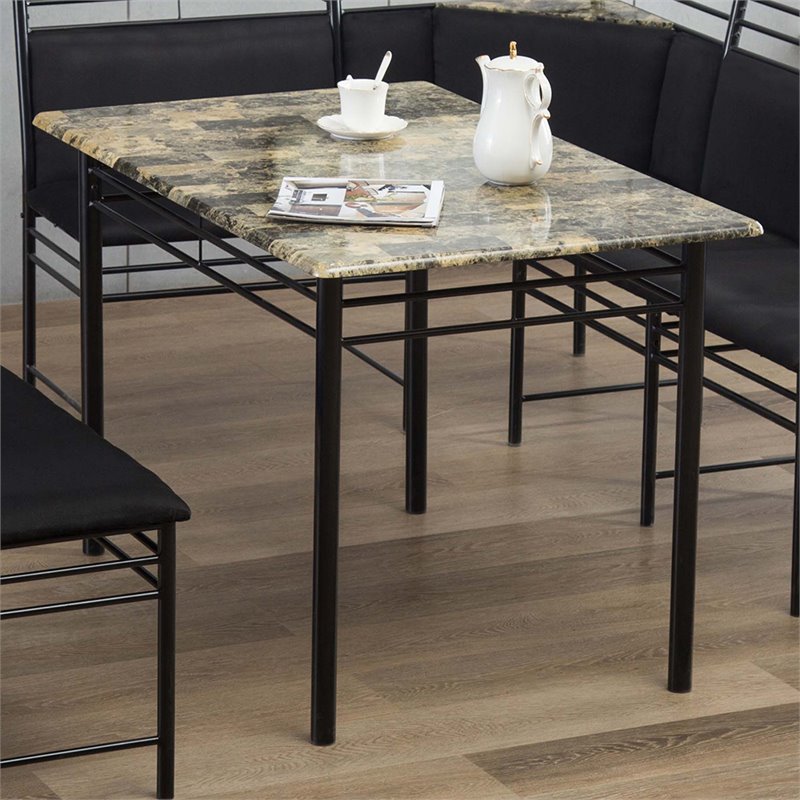 Boraam Gareth Faux Marble Top Breakfast Nook Dining Table in Black