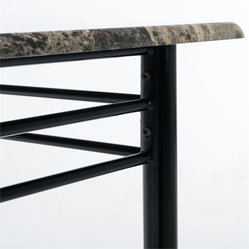 Boraam Gareth Faux Marble Top Breakfast Nook Dining Table in Black