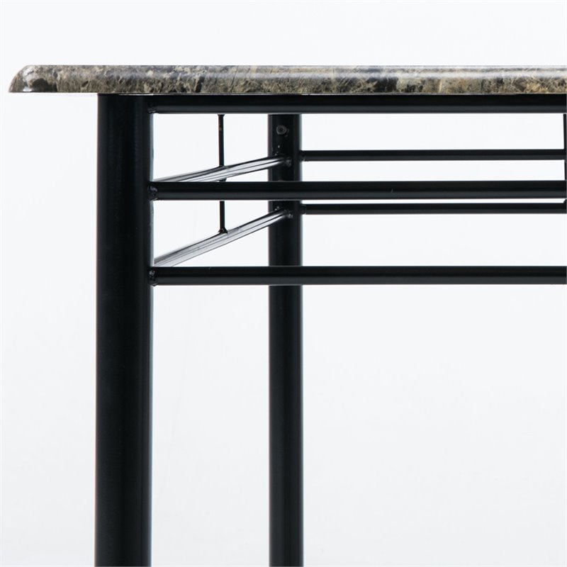 Boraam Gareth Faux Marble Top Breakfast Nook Dining Table in Black