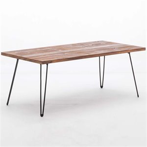 Boraam Wood Leonard 48&quot Folding Coffee Table in Weathered Brown and Black Finish