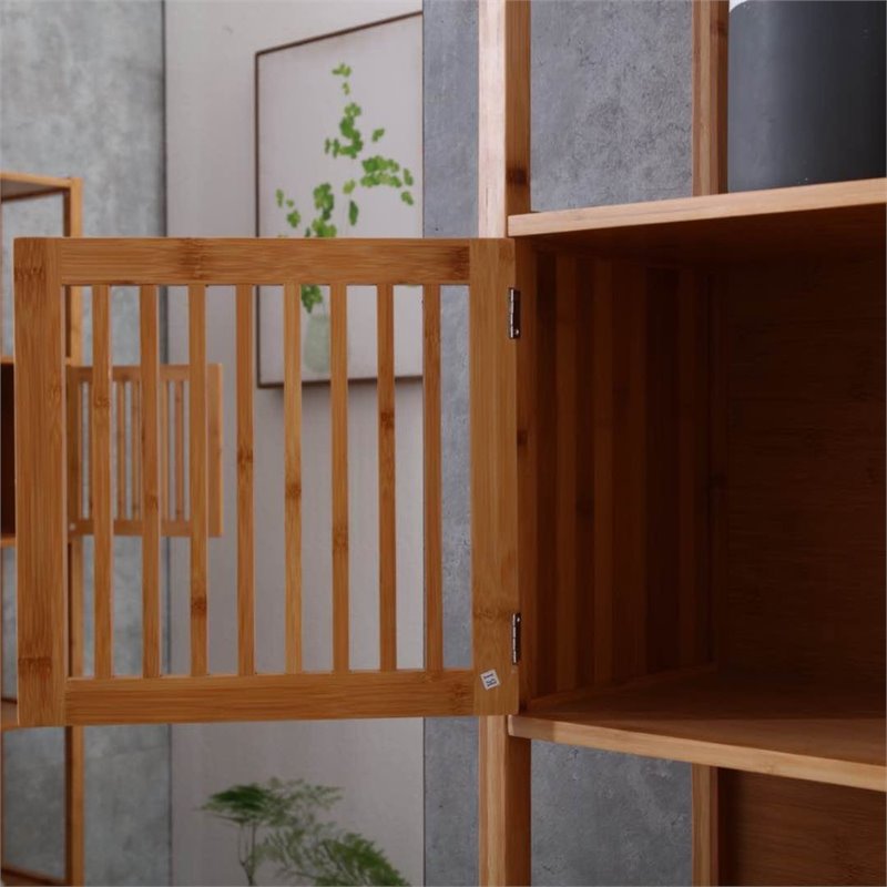 Boraam Selma Left Facing Bamboo Cabinet Bookcase in Natural Finish