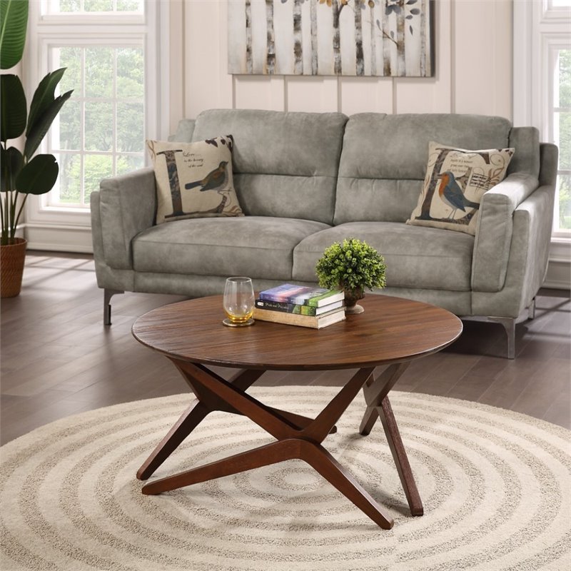 Boraam Wood Sydney Adjustable Table in Chestnut Wire-Brush Finish