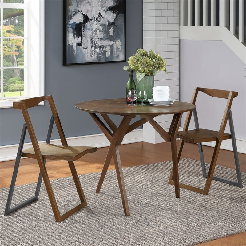 Boraam Wood Sydney Adjustable Table in Chestnut Wire-Brush Finish