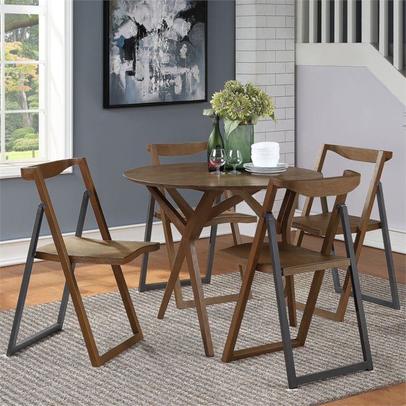 Boraam Wood Sydney Adjustable Table in Chestnut Wire-Brush Finish