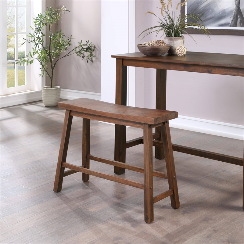 Boraam Wood Sonoma Backless Bench in Chestnut Wire-Brush Finish