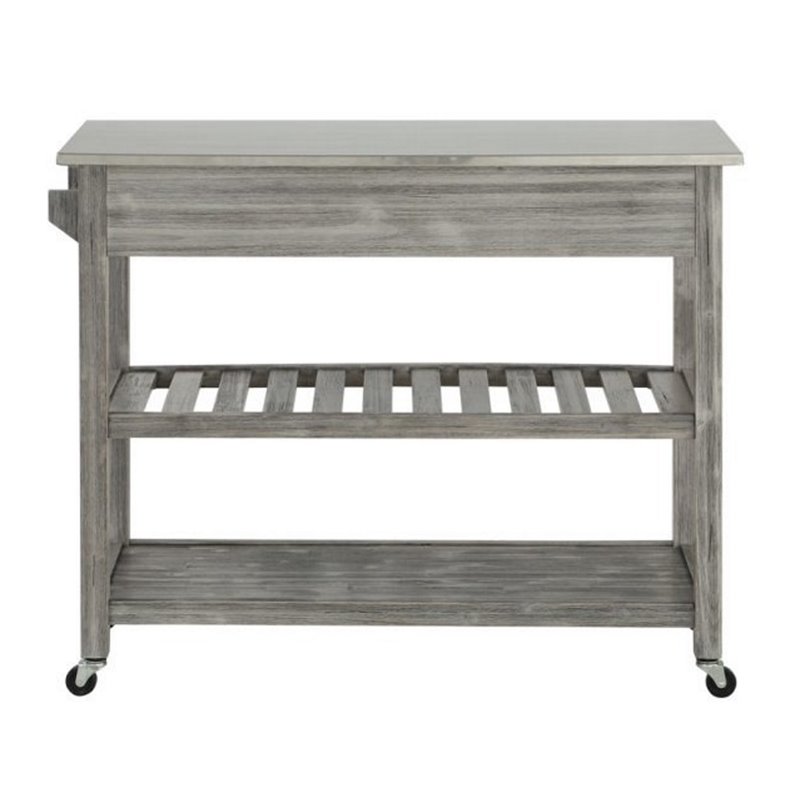 Boraam Sonoma Kitchen Cart with Stainless Steel Top in Storm Gray Wire-Brush