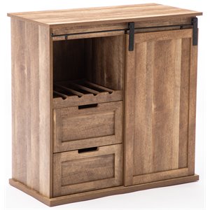 Boraam Weston Sliding Barn Door Wine Cabinet With 2-Drawers in Natural