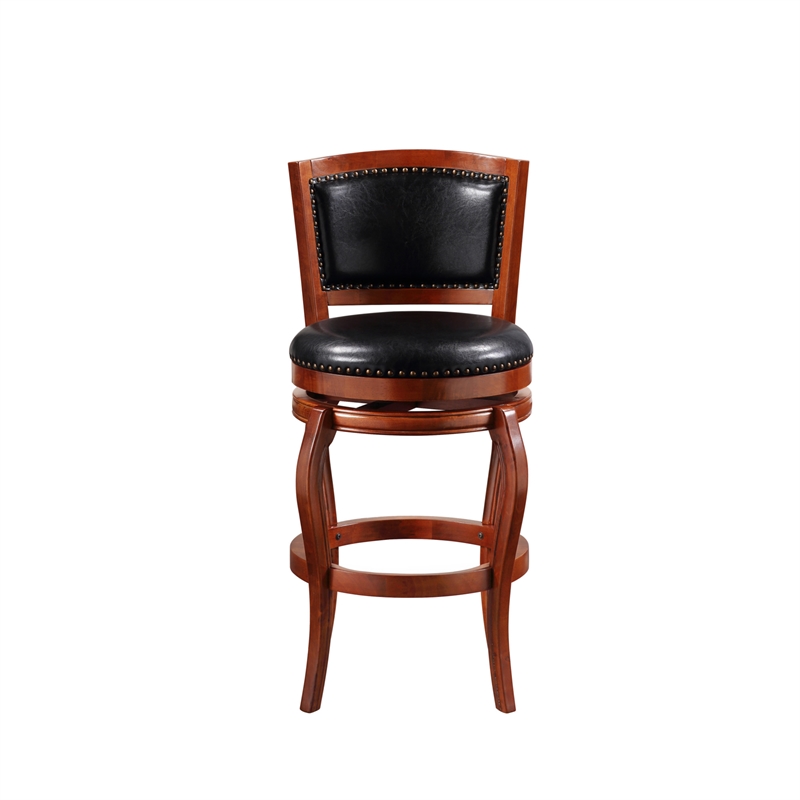 Boraam Wood Harris Bar Height Swivel Bar Stool in Cherry Finish