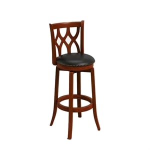 Boraam Wood Cathedral Bar Height Swivel Bar Stool in Cherry Finish