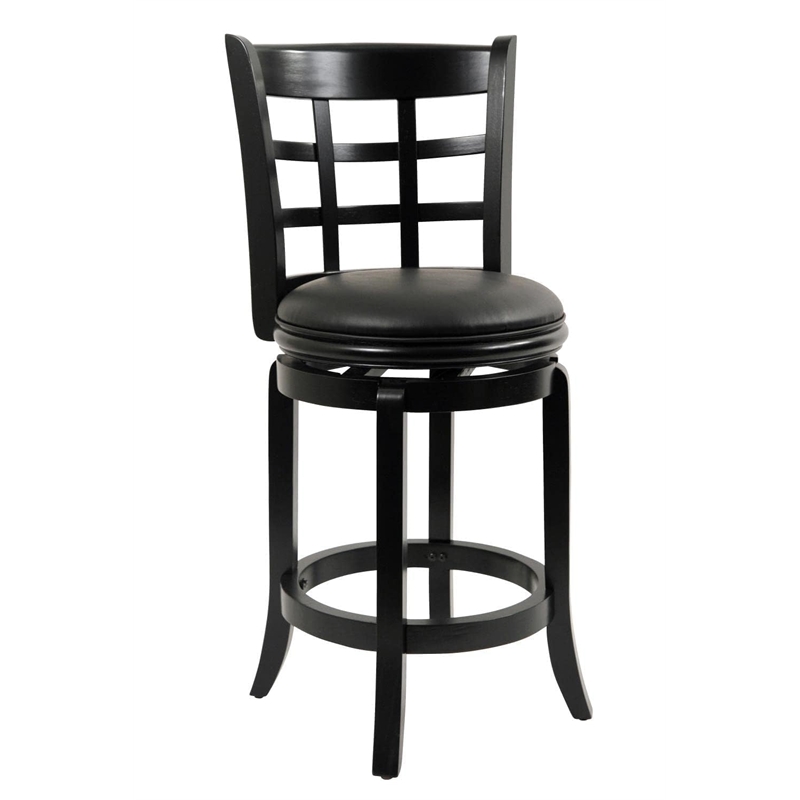 Boraam Wood Kyoto Counter Height Swivel Counter Stool in Black Finish