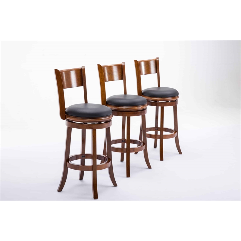 Boraam Wood Palmetto Bar Height Swivel Bar Stool in Walnut Finish