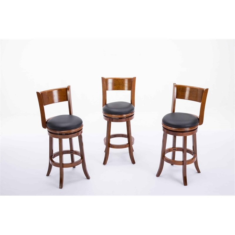 Boraam Wood Palmetto Bar Height Swivel Bar Stool in Walnut Finish