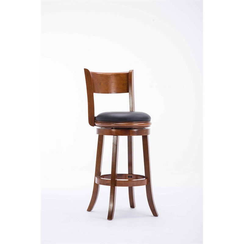 Boraam Wood Palmetto Bar Height Swivel Bar Stool in Walnut Finish