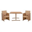 Boraam PVC Rattan Honeymoon 3pc Outdoor Dining Bistro Set in Gold Oak finish