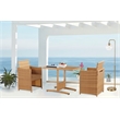Boraam PVC Rattan Honeymoon 3pc Outdoor Dining Bistro Set in Gold Oak finish