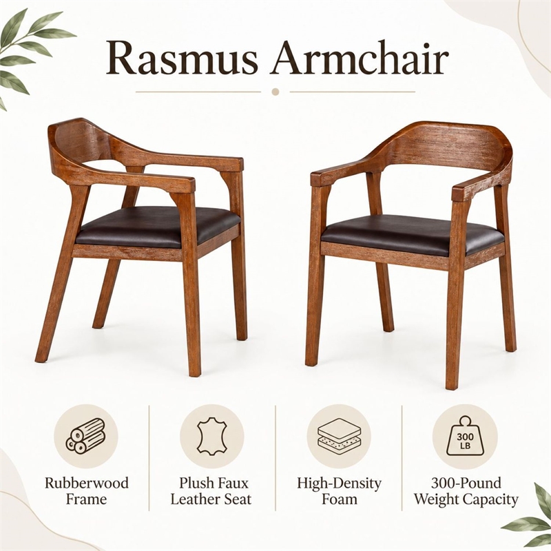 Boraam Rasmus Dining Arm Chair Chestnut Wire-Brush