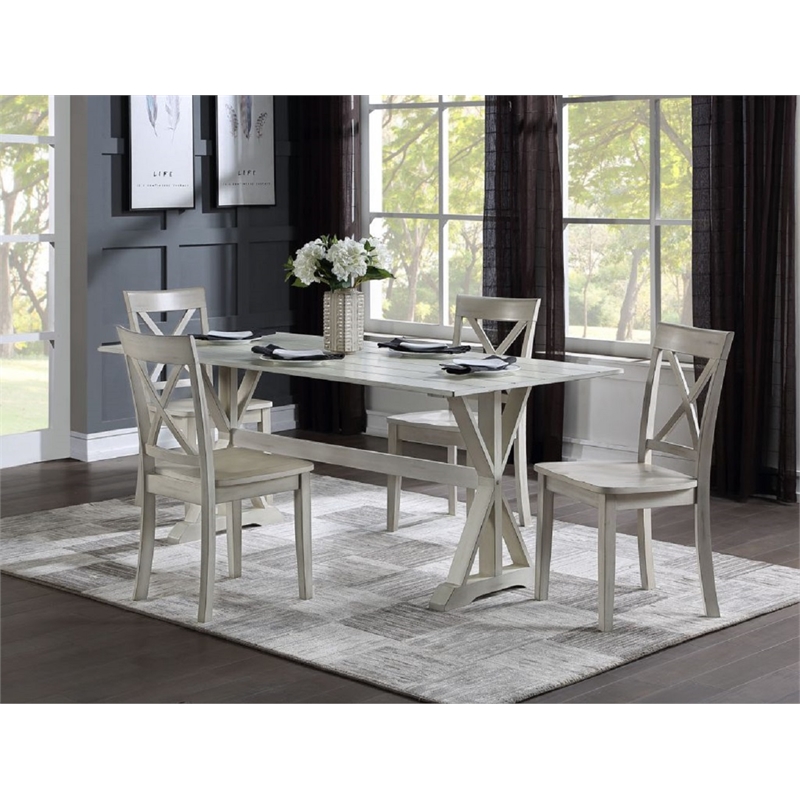 Boraam Wood Jamestown Dining Chairs Antique White Finish Set of 2