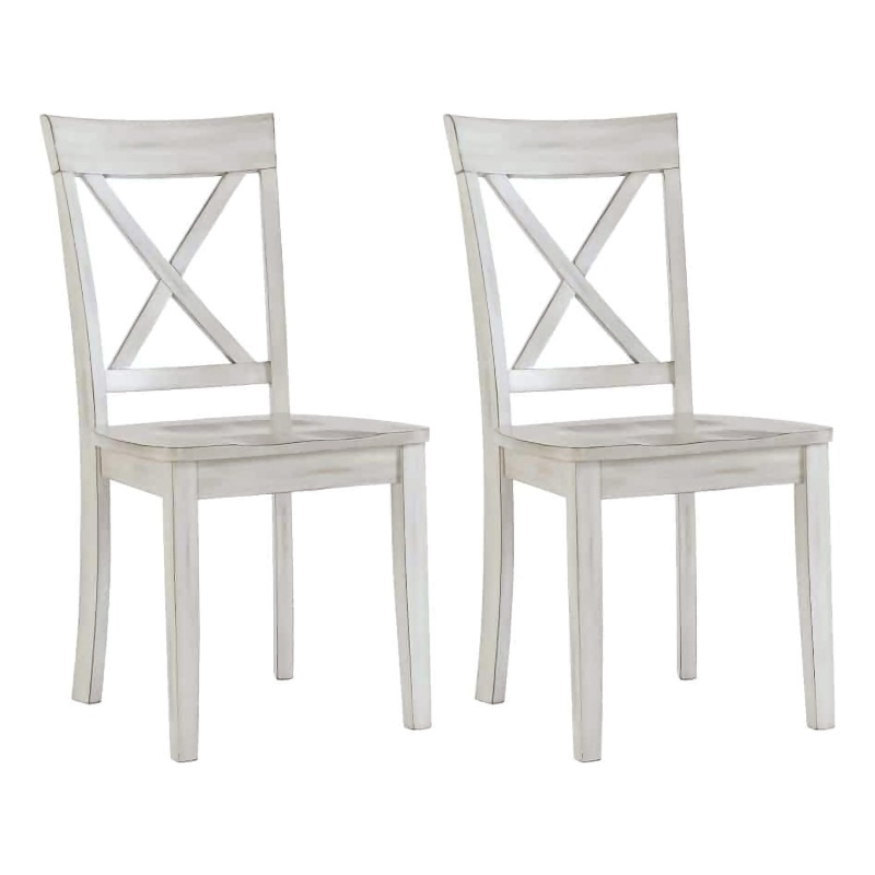 Boraam Wood Jamestown Dining Chairs Antique White Finish Set of 2